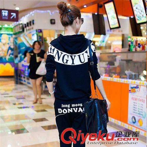 歐美套裝 2015春新款套裝女潮流套裝韓版字母時尚運動套裝女款套裝廠家直銷原始圖片3