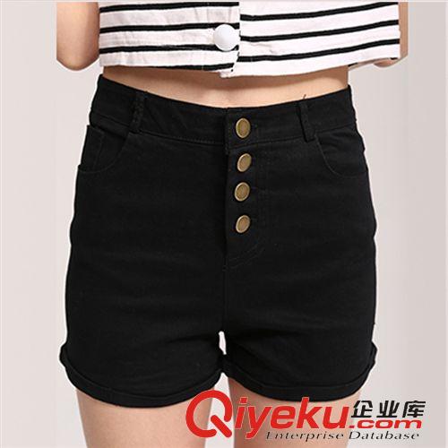 5月新款 2015新款女夏百搭白色全棉牛仔布大碼自然腰短褲廠家直銷一件代發原始圖片3