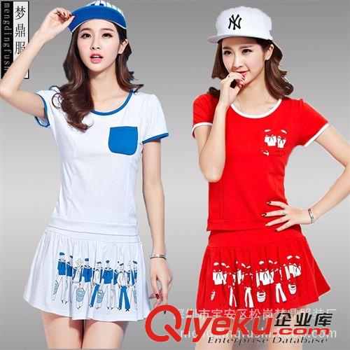 套裝 2015夏裝新款時尚女裝兩件套一件代發(fā)短袖修身運動休閑網(wǎng)球服套裝