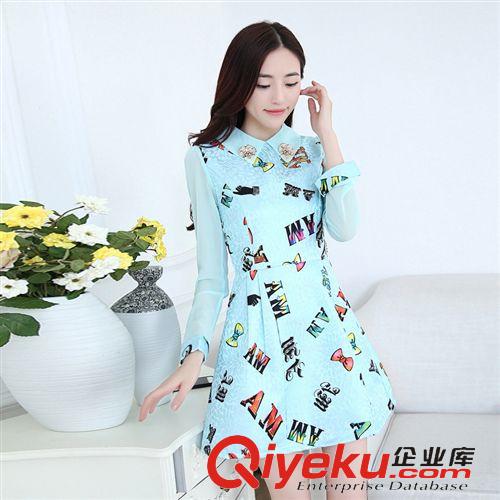 梓堯服飾實拍專區(qū) 2015夏裝新款女裝時尚修身圓領(lǐng)無袖甜美印花打底背心連衣裙