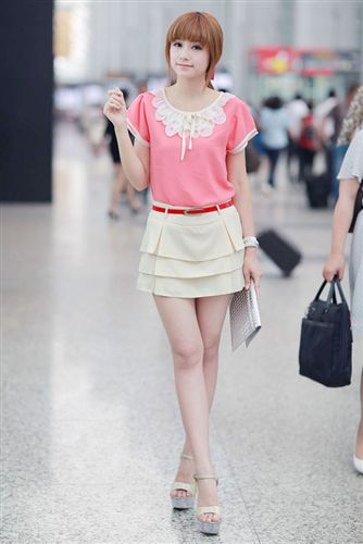 4月25號新款 2015新款夏裝 雪紡上衣+裙褲套裝 淑女雪紡衫韓版送腰帶原始圖片2