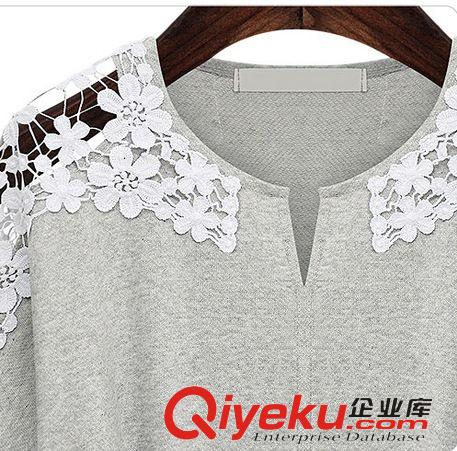 3月25號新款 2015歐美大碼夏裝新款胖mm顯瘦短袖加肥加大碼鉤花蕾絲連衣裙原始圖片2