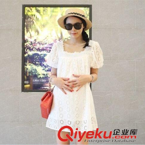 2015年3月新款 新款夏裝孕婦裙韓版大碼鏤空短袖孕婦時尚連衣裙原始圖片2