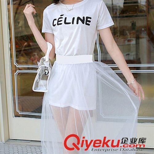 套裝裙/褲 2015夏季韓版新款女裝雪紡小香風連衣裙套裝兩件中長款潮原始圖片3