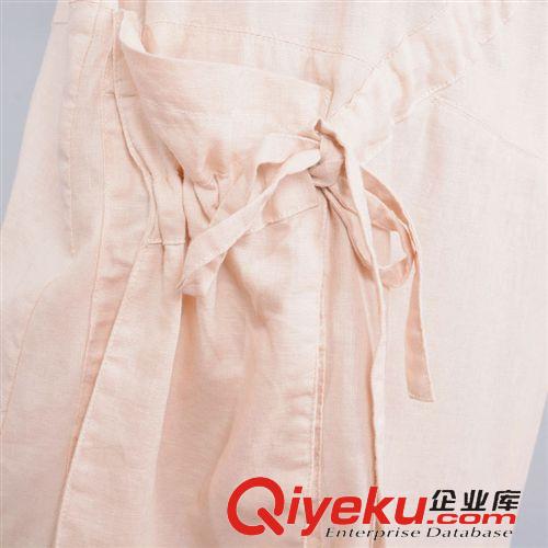 孕婦裝 2015夏季韓版孕婦裝圓領短袖貼口袋休閑寬松棉麻連衣裙原始圖片2