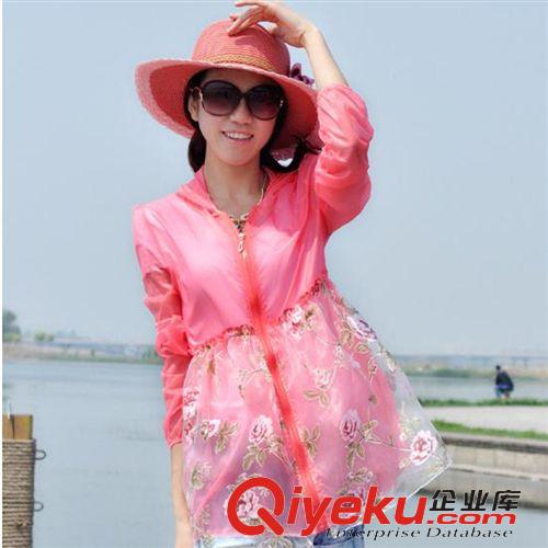 防曬衣 2015夏季新款韓版女裝帶帽歐根紗印花時尚長袖防曬衣外套原始圖片2