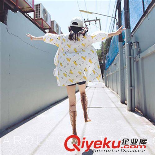 防曬衣 2015夏季韓版中長款寬松襯衣搞怪童趣印花襯衫防曬衣原始圖片2