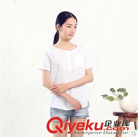 棉麻大碼女裝 2289# 棉麻短袖女T恤夏裝大碼女裝新款上衣打底衫原始圖片2