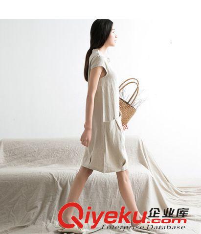棉麻大碼女裝 2280#夏季韓版布衣風大碼女裝寬松短袖連衣裙 廠家直銷一件代發原始圖片3