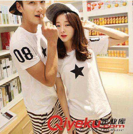 情侶裝 2014情侶裝夏裝新款韓版夏季韓國短袖t恤衫打底女裝636