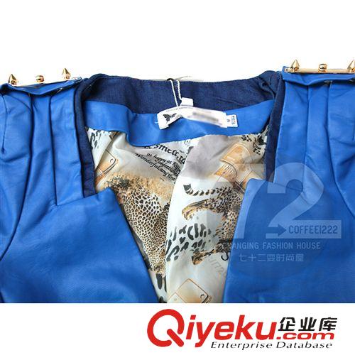 十月新款 韓版秋裝新品肩章修身長袖皮衣外套 女裝原始圖片3