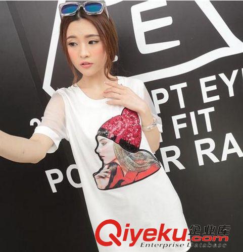2015四月新款 2015夏季新款女裝 韓版中長款連衣裙短袖網(wǎng)紗不規(guī)則裙子批發(fā)