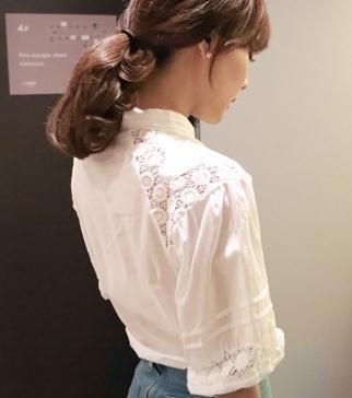 2015年三月新款 新款韓版女裝泡泡袖蕾絲拼接鏤空修身襯衣時尚襯衫