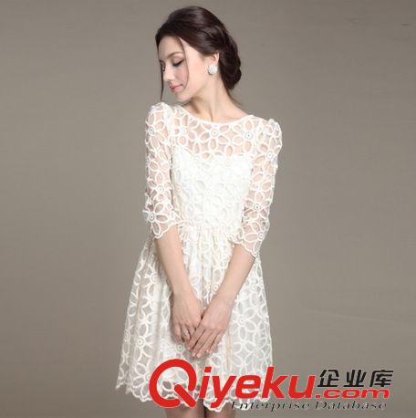 連衣裙系列 女裝韓版打底修身長袖蕾絲春秋冬連衣裙原始圖片2