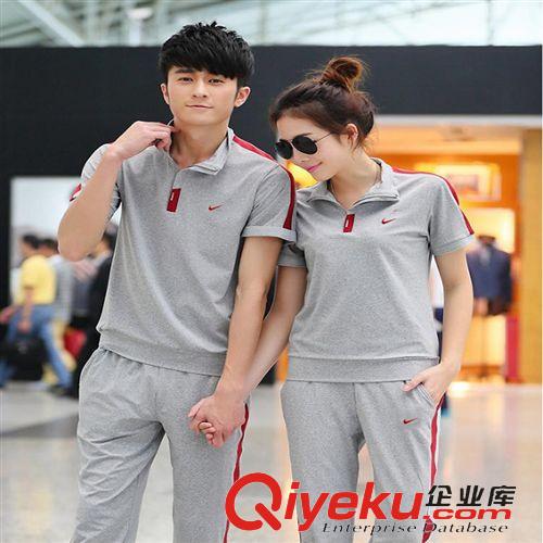 第四波 2015新款夏季男女運動休閑立領情侶短袖套裝戶外健身跑步休閑服原始圖片2