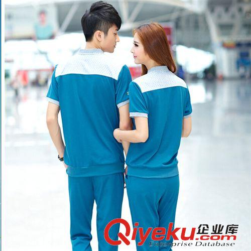 情侶套裝休閑運(yùn)動(dòng)套裝 新款品牌韓版情侶套裝運(yùn)動(dòng)裝吸汗寬松大碼立領(lǐng)棉短袖長褲情侶套裝
