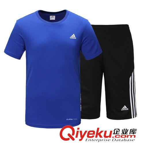 男士運(yùn)動(dòng)休閑套裝 夏季新款純棉短袖圓領(lǐng)速干衣男士戶外健身運(yùn)動(dòng)套裝休閑裝