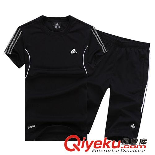 男士運(yùn)動(dòng)休閑套裝 夏季新款速干短袖T恤男士休閑運(yùn)動(dòng)服短褲套裝健身跑步服