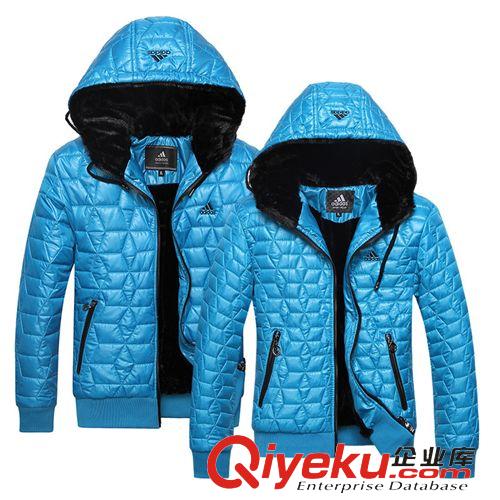 棉衣 情侶棉服2014冬季新款運(yùn)動(dòng)休閑連帽純色加厚拉鏈開衫保暖男女棉衣原始圖片2