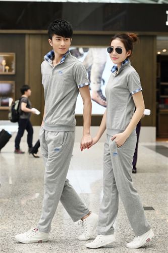 李寧 夏款套裝  鳳尾短袖 夏季T恤 男女運(yùn)動休閑短T恤情侶夏套裝  1156+2201