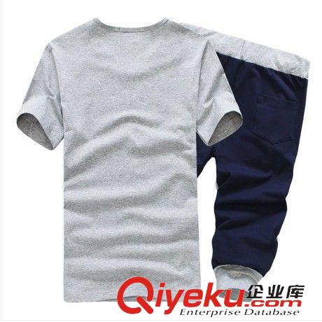 廠牌 夏季套裝 批發供應 新款 夏季短袖套裝 七分褲男款 運動短套裝 男款 代發原始圖片2