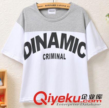 2014新品上架New！ 2014新款 韓版清新 釘珠印花雪紡圓領(lǐng)寬松百搭T恤