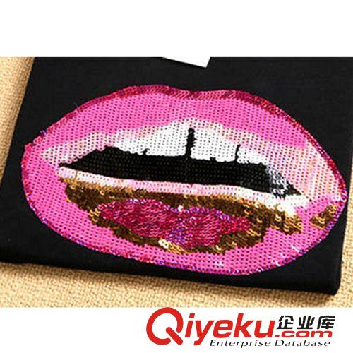 時(shí)尚上衣 2015夏裝韓版韓國潮短袖女T恤純棉亮片韓范學(xué)生半袖體恤女裝上衣