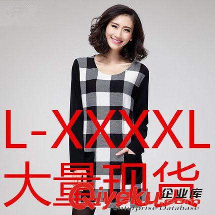 大碼女裝 大碼女裝加絨加厚胖mm新款顯瘦修身方格口袋拼接長袖原始圖片3