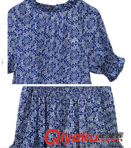 大碼女裝 胖mm歐美大碼女裝顯瘦夏裝新款復古印花棉麻連衣裙收腰短袖裙原始圖片3