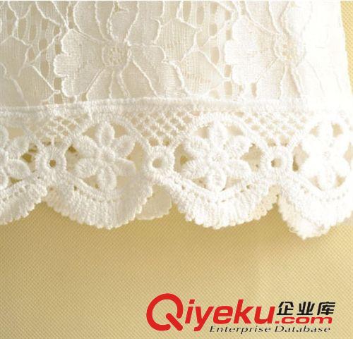 蕾絲衫 雪紡衫 2015新款夏季甜美勾花鏤空寬松白色喇叭袖蕾絲衫七分袖女裝潮原始圖片2