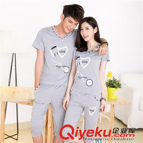 情侶裝 2015韓版夏季新品情侶裝中褲T恤套裝修身顯瘦班服潮七分褲原始圖片3