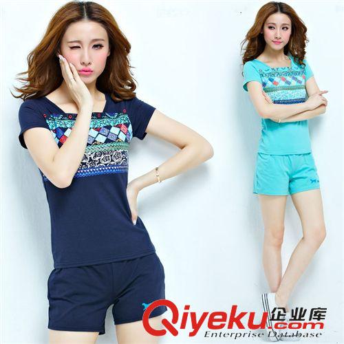 2015新款套裝 實(shí)拍夏季新款 運(yùn)動(dòng)套裝女款夏裝 大碼短袖短褲休閑套裝原始圖片2