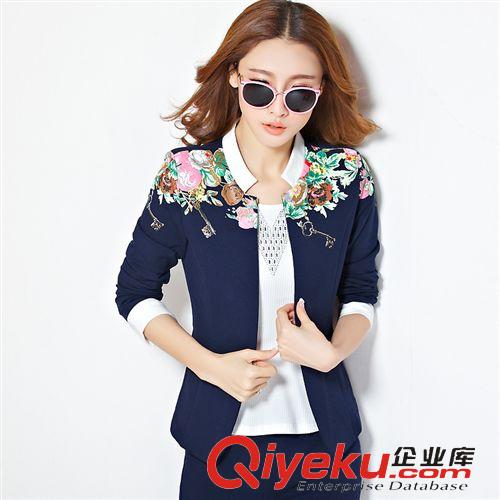 2015新款套裝 2015韓版印花衛衣三件套運動服女時尚西裝運動套裝女款原始圖片3