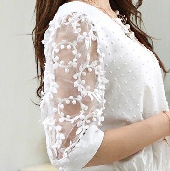 雪紡衫 春裝新款 韓版女裝優雅修身五分中袖雪紡衫女