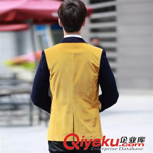 男式商務西服 2015廠家直銷春秋精品拼色商務單西外套休閑男士gd西服原始圖片3