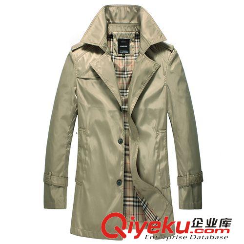 男式風(fēng)衣 2015春秋新款男士中長(zhǎng)款風(fēng)衣外套男式大碼翻領(lǐng)gd風(fēng)衣直銷代發(fā)原始圖片2