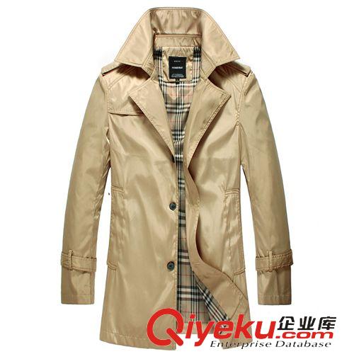 男式風(fēng)衣 2015春秋新款男士中長(zhǎng)款風(fēng)衣外套男式大碼翻領(lǐng)gd風(fēng)衣直銷代發(fā)原始圖片3