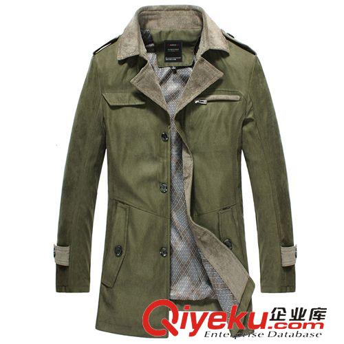 男式風(fēng)衣 2015春秋季男士中長款風(fēng)衣外套純棉gd休閑磨毛風(fēng)衣夾克衫直銷