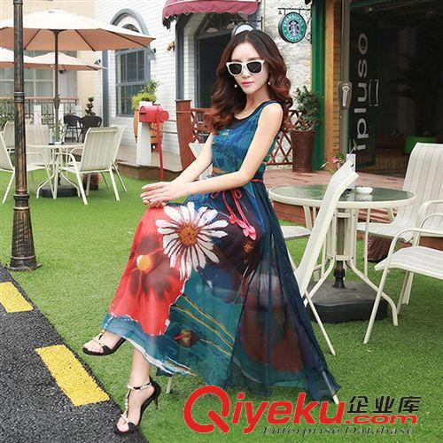 2015年夏季新品 2015新款女gd歐美dp長裙沙灘裙真絲連衣裙
