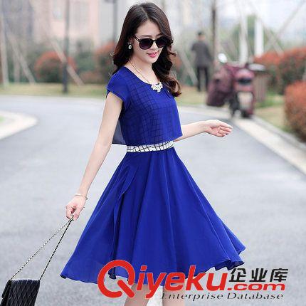 2015年夏季新品 夏裝新款女士裙套裝休閑七分袖兩件套蓬蓬裙連衣裙