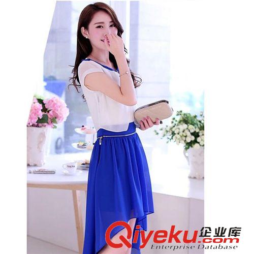 2015年夏季新品 2015夏季新款女裝韓版裙子修身短袖雪紡兩件套連衣裙長(zhǎng)裙