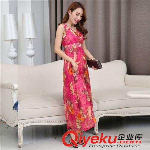上裝 2015夏新款女歐美dp印花gd真絲連衣裙長(zhǎng)裙