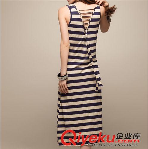 2015春夏季新品 夏季新款美嘉同款沙灘裙莫代爾條紋背心裙修身長裙波西米亞連衣裙原始圖片2
