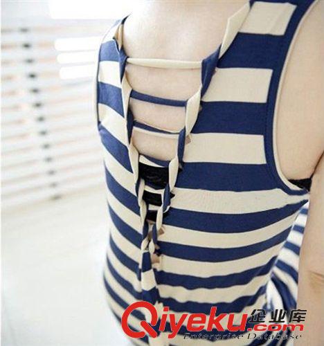 2015春夏季新品 夏季新款美嘉同款沙灘裙莫代爾條紋背心裙修身長裙波西米亞連衣裙原始圖片3