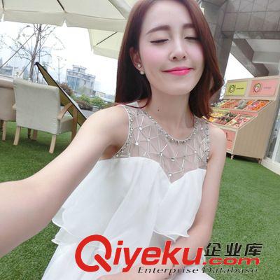裙裝系列 606# 2015韓國東大門女抹胸裙gd定制釘珠蛋糕裙雪紡網(wǎng)紗連衣裙原始圖片2
