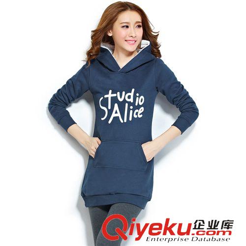 衛衣 直銷 2014秋冬新款衛衣韓版大碼女裝學生外套中長款加絨加厚衛衣