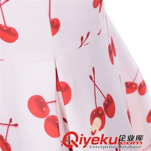 歐洲站 2015夏裝新品歐洲站 櫻桃印花甜美淑女無袖圓領蓬蓬裙連衣裙原始圖片2