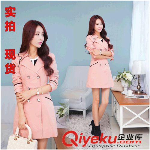 風(fēng)衣 2015新款實拍精品現(xiàn)貨春裝中長款韓版女裝風(fēng)衣外套女款雙排扣修身