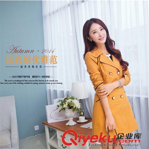 風(fēng)衣 2015新款實拍精品現(xiàn)貨春裝中長款韓版女裝風(fēng)衣外套女款雙排扣修身