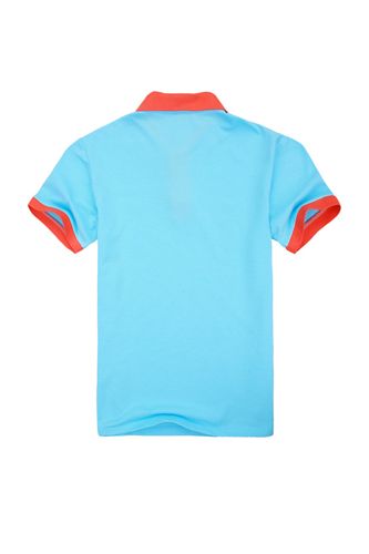 情侶裝 短袖撞領(lǐng)班服T恤天藍(lán)色、情侶T恤批發(fā)、短袖天藍(lán)色翻領(lǐng)廣告衫原始圖片2
